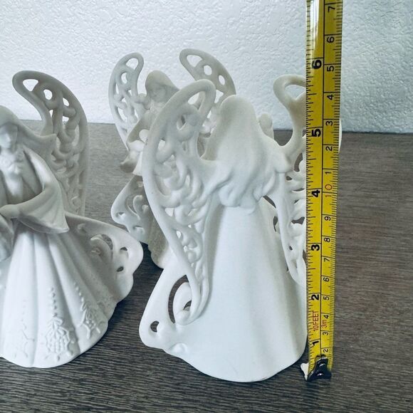 Christmas Holiday Ceramic Angel Figurine Bells 3-pc Set - Picture 4 of 5